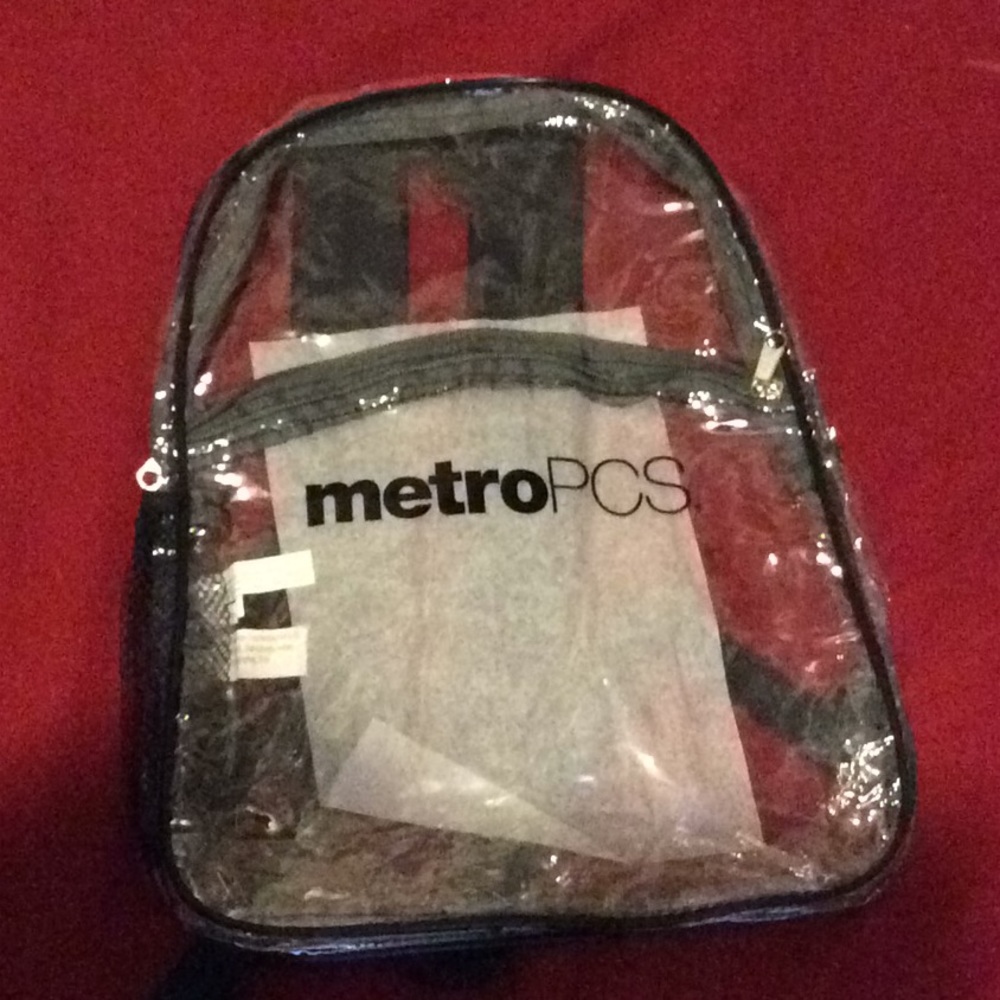 Clear metropcs book bag with pocket at the front